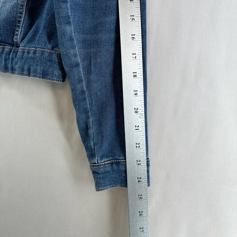 Noisy may Jacket Womens Sz M Denim Trucker Button Front Long Sleeve Stretch Blue - Picture 11 of 12